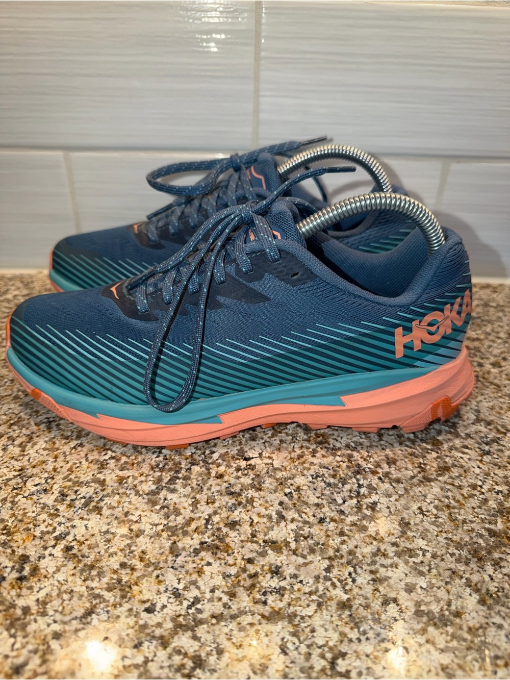 Hoka Women's Navy Teal & Coral Running Sneakers